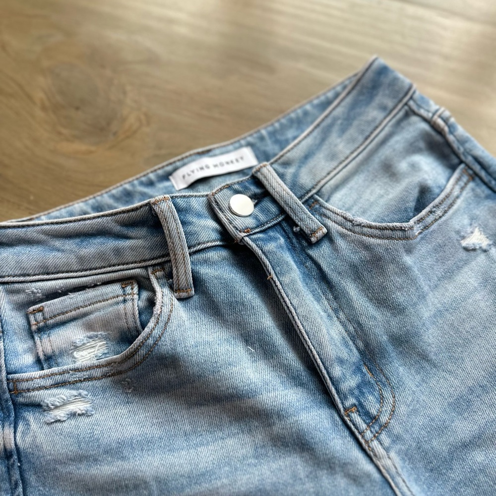 Flying Monkey High Rise Light Wash Blue Jeans